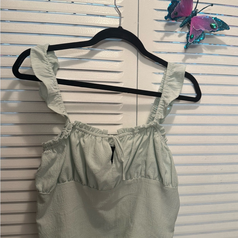 Forever 21 Ruffled Strap Blouse - Mint Green